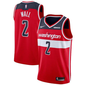 02 - Men's Nike John Wall Red Washington Wizards Custom Swingman Sponsor Patch Jersey - Red