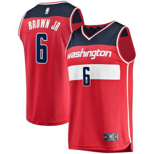 06 - Men's Fanatics Branded Troy Brown Jr. Red Washington Wizards Fast Break Replica Jersey – Icon Edition - Red