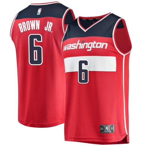 06 - Men's Fanatics Branded Troy Brown Red Washington Wizards 2018 NBA Draft First Round Pick Fast Break Replica Jersey – Icon Edition - Red