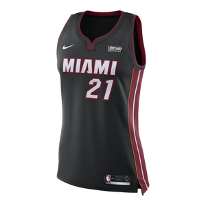 21 - Hassan Whiteside Nike Miami Heat Ladies Icon Black Swingman Jersey - Black
