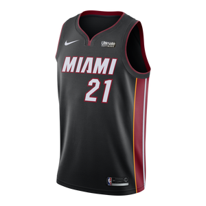 21 - Hassan Whiteside Nike Miami Heat Icon Black Swingman Jersey - Black