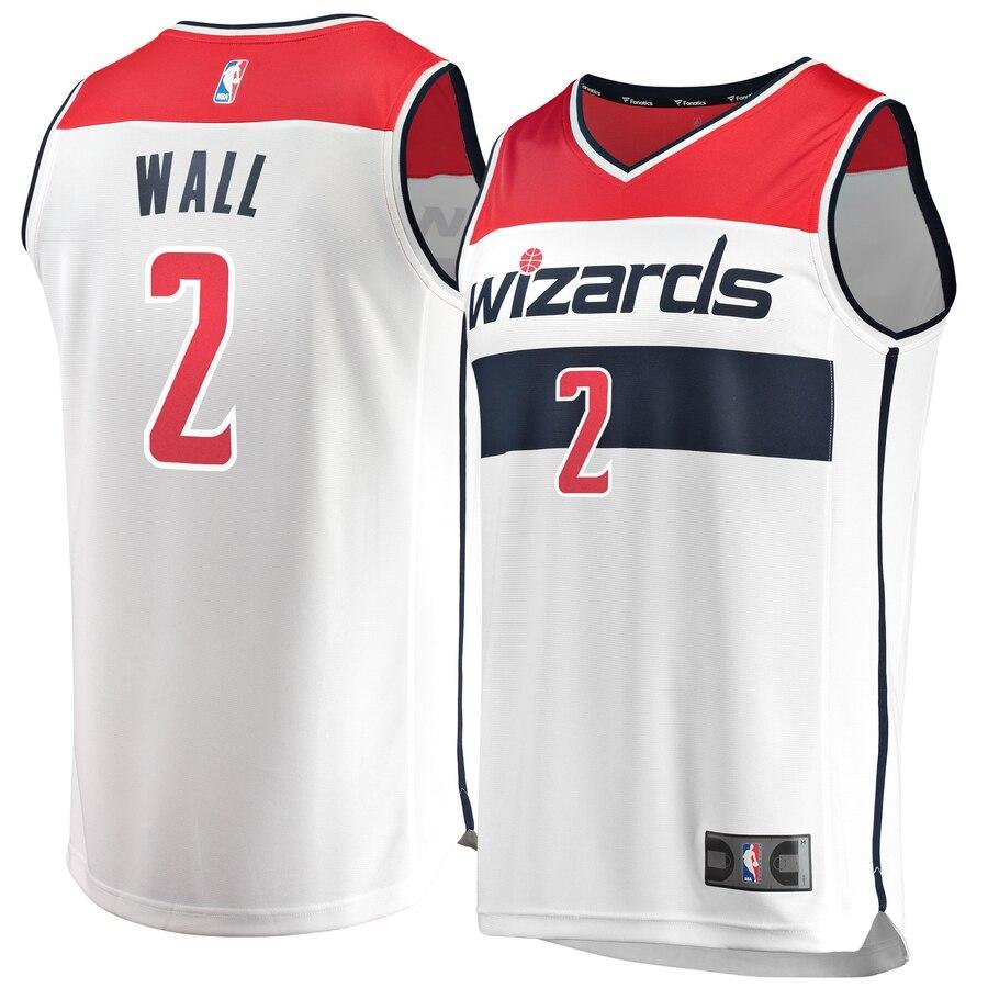 02 - Men's Fanatics Branded John Wall White Washington Wizards Fast Break Replica Jersey - Association Edition - White
