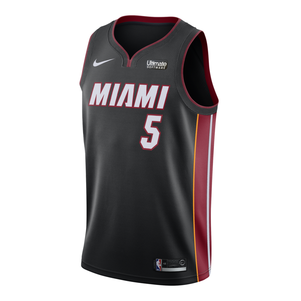 05 - Derrick Jones Jr. Nike Miami Heat Icon Black Swingman Jersey - Black