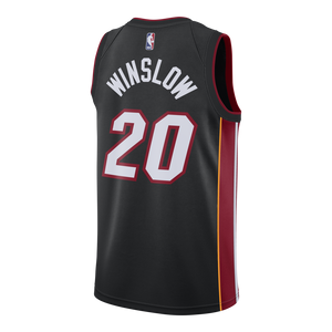 20 - Justise Winslow Nike Miami Heat Icon Black Swingman Jersey - Black