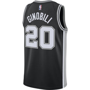 20 - Manu Ginobili San Antonio Spurs Nike Men's Swingman Icon Jersey - Black