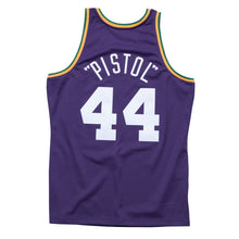 Load image into Gallery viewer, 44 - Nickname Hardwood Classic Swingman Jersey - MensApparelJerseys - New Orleans Jazz - Maravich Pete - Primary - Purple