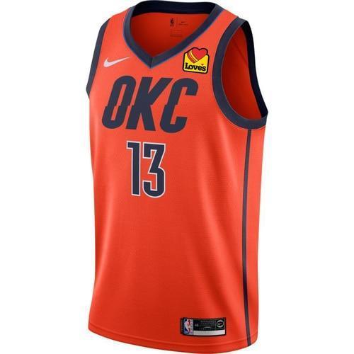 13- Oklahoma City Thunder Nike George Earned Edition Swingman Jersey - Red
