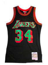 Load image into Gallery viewer, 34 - Los Angeles Lakers Shaquille Oneal Christmas Swingman Jersey - Black