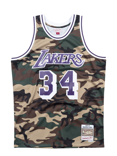 34 - Los Angeles Lakers Shaquille O'Neal Woodland Camo Swingman Jersey - Navy