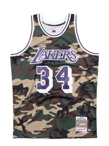 34 - Los Angeles Lakers Shaquille O'Neal Woodland Camo Swingman Jersey - Navy