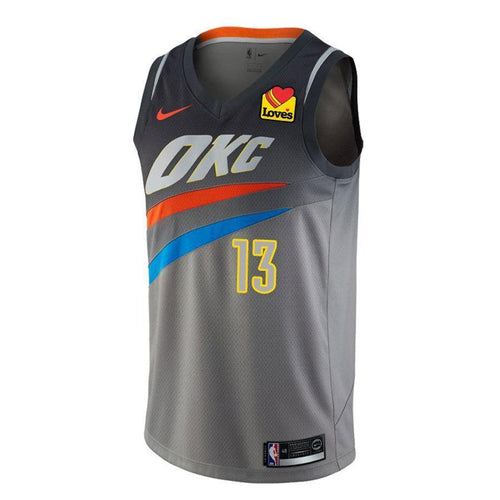 13 - Oklahoma City Thunder Nike Youth George City Edition Swingman Jersey - Black