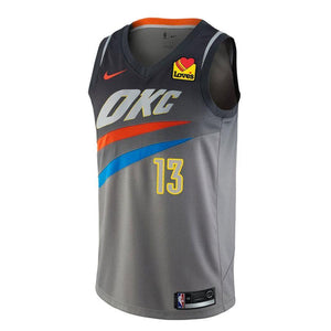 13 - Oklahoma City Thunder Nike Youth George City Edition Swingman Jersey - Black