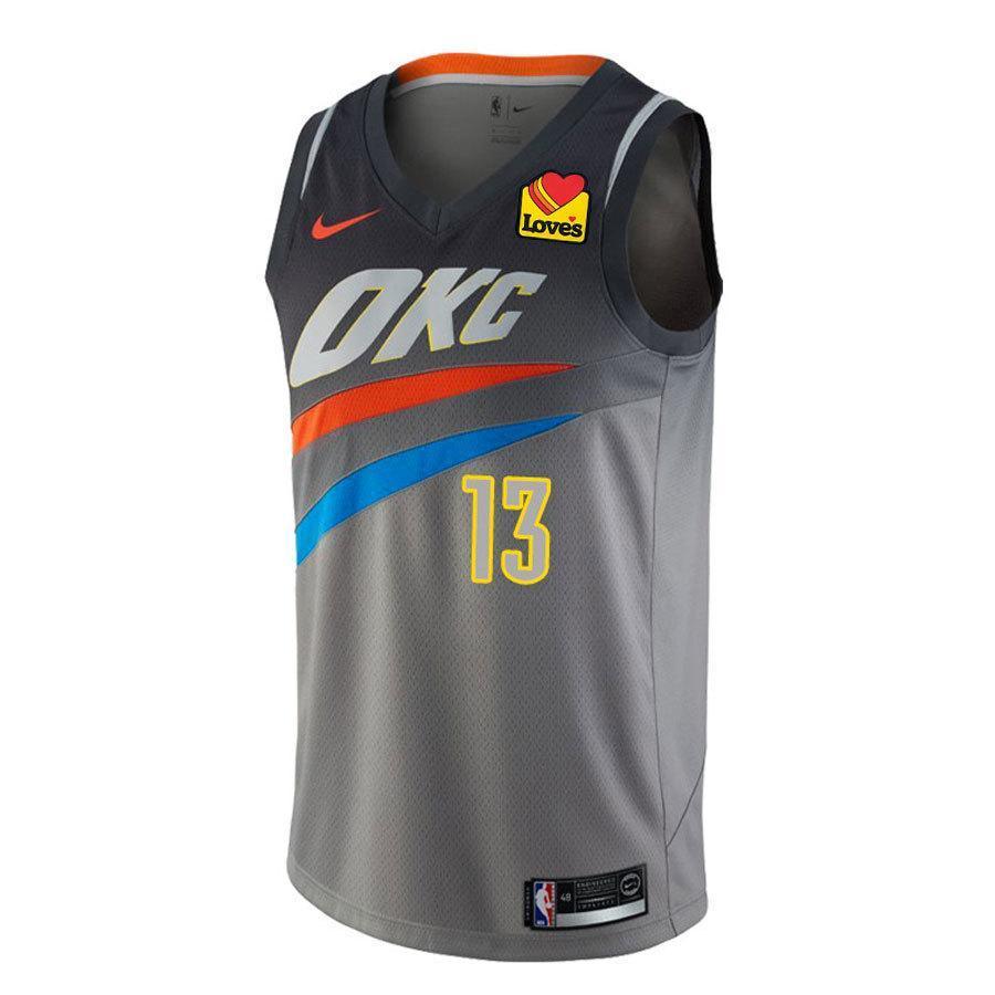 13 - Oklahoma City Thunder Nike Youth George City Edition Swingman Jersey - Black