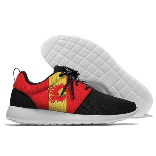 Men Calgary Flames Roshe Style Lightweight Running Shoes - Black And Red 2