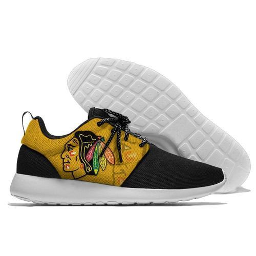 Men Chicago Blackhawks Roshe Style Lightweight Running Shoes - Black And Yellow