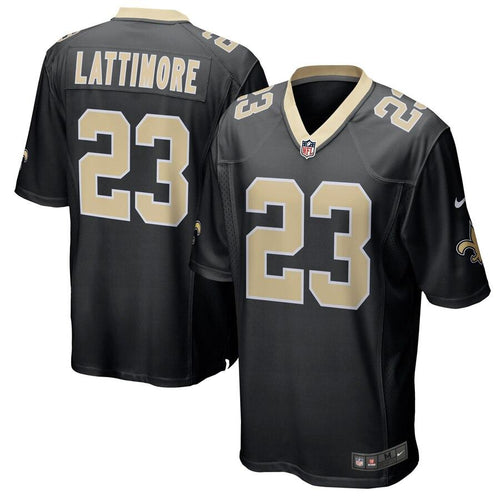 Men' Nike Marshon Lattimore Black New Orleans Saints Game Jersey