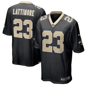 Men' Nike Marshon Lattimore Black New Orleans Saints Game Jersey