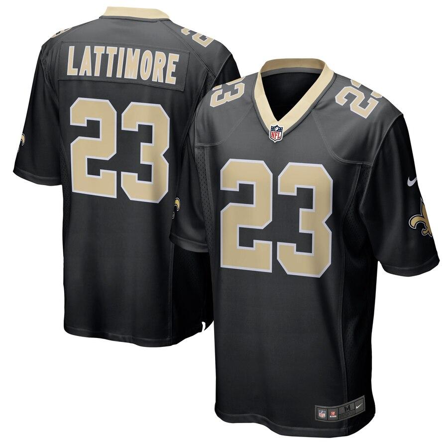Men' Nike Marshon Lattimore Black New Orleans Saints Game Jersey
