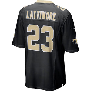 Men' Nike Marshon Lattimore Black New Orleans Saints Game Jersey