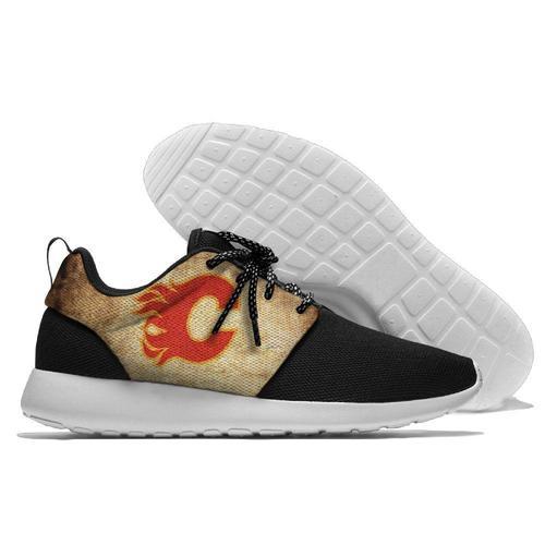 Men Calgary Flames Roshe Style Lightweight Running Shoes - Black And Yellow