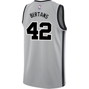 42 - Bertans San Antonio Spurs Men's Nike 2018-19 Statement Edition Swingman Personalized Jersey  - Grey