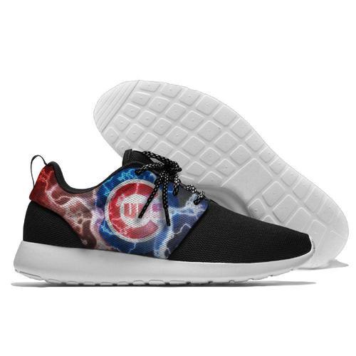 Men Chicago Cubs Roshe Style Lightweight Running Shoes - Black And Blue 3