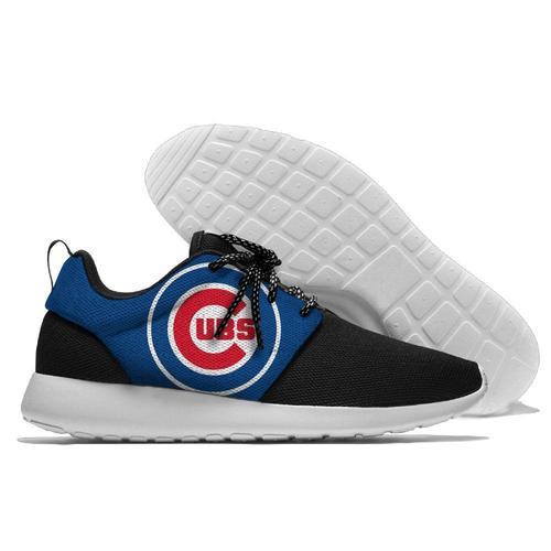 Men Chicago Cubs Roshe Style Lightweight Running Shoes - Black And Blue 2