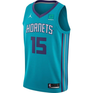 15 - Men's Jordan Brand Kemba Walker Teal Charlotte Hornets Swingman Sponsor Patch Jersey – Icon Edition - Aqua