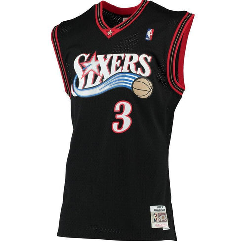 3 - Men's Mitchell & Ness Allen Iverson Black Philadelphia 76ers 2000-01 Hardwood Classics Swingman Jersey - Black