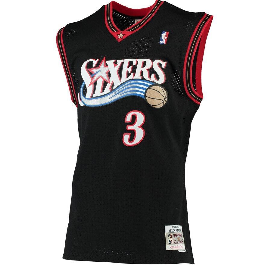 3 - Men's Mitchell & Ness Allen Iverson Black Philadelphia 76ers 2000-01 Hardwood Classics Swingman Jersey - Black