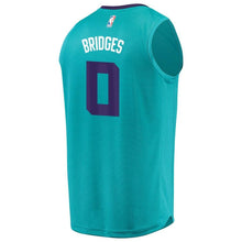 Load image into Gallery viewer, 0 - Men&#39;s Fanatics Branded Miles Bridges Teal Charlotte Hornets 2018 NBA Draft First Round Pick Fast Break Replica Jersey – Icon Edition - Aqua