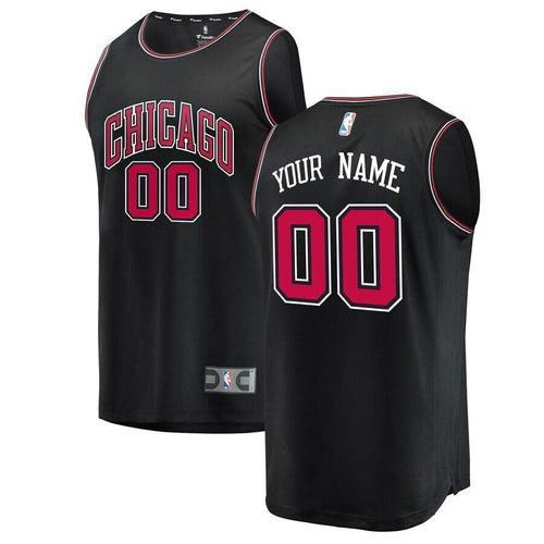 00 - Youth Fanatics Branded Black Chicago Bulls Fast Break Replica Custom Jersey – Statement Edition - Black