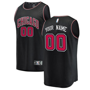 00 - Youth Fanatics Branded Black Chicago Bulls Fast Break Replica Custom Jersey – Statement Edition - Black