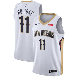 11 - Men's Nike Jrue Holiday White New Orleans Pelicans Swingman Sponsor Patch Jersey - Association Edition - White