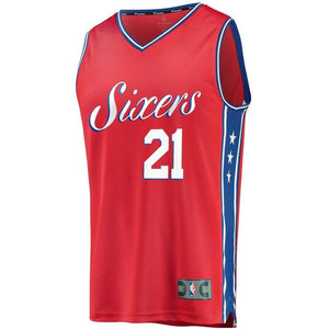 21 - Men's Fanatics Branded Joel Embiid Red Philadelphia 76ers Fast Break Replica Jersey - Statement Edition - Red