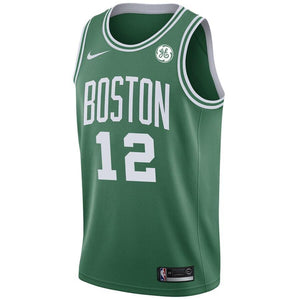 12 - Men's Nike Terry Rozier Green Boston Celtics Swingman Sponsor Patch Jersey - Icon Edition - Green