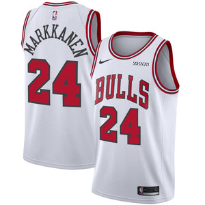 24 - Men's Nike Lauri Markkanen White Chicago Bulls Swingman Sponsor Patch Jersey - Association Edition - White