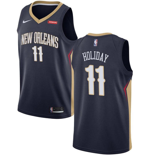 11 - Men's Nike Jrue Holiday Navy New Orleans Pelicans Swingman Sponsor Patch Jersey - Navy