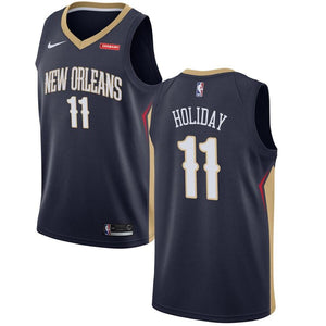 11 - Men's Nike Jrue Holiday Navy New Orleans Pelicans Swingman Sponsor Patch Jersey - Navy