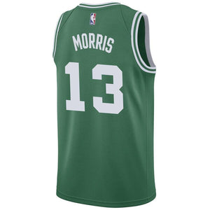 13  - Men's Nike Marcus Morris Green Boston Celtics Swingman Sponsor Patch Jersey - Icon Edition - Green