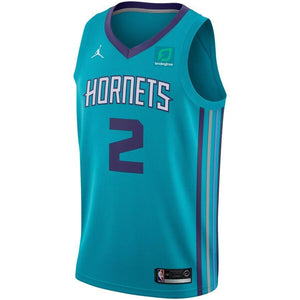 2 - Men's Jordan Brand Marvin Williams Teal Charlotte Hornets Swingman Sponsor Patch Jersey – Icon Edition - Aqua
