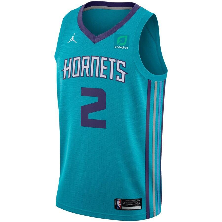 2 - Men's Jordan Brand Marvin Williams Teal Charlotte Hornets Swingman Sponsor Patch Jersey – Icon Edition - Aqua