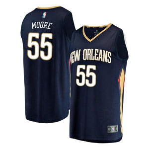 55 - Men's Fanatics Branded E'Twaun Moore Navy New Orleans Pelicans Fast Break Replica Player Jersey - Icon Edition - Navy