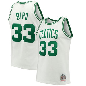 33-Men's Mitchell & Ness Larry Bird White Boston Celtics 1985-86 Hardwood Classics Swingman Jersey - White