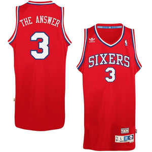 3 - Mens Philadelphia 76ers Allen Iverson adidas Red Soul Swingman Nickname Jersey - Red