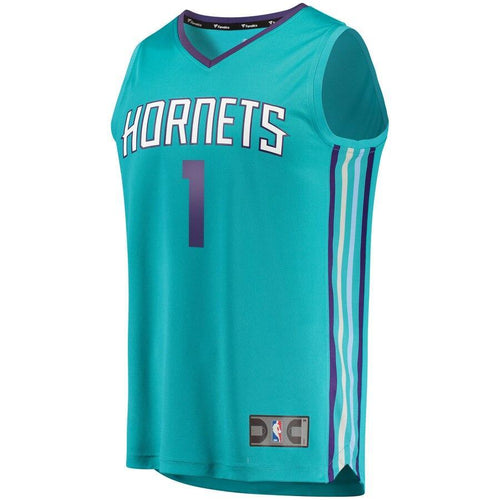 1 - Men's Fanatics Branded Malik Monk Teal Charlotte Hornets Fast Break Replica Jersey - Icon Edition - Aqua