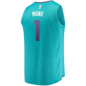 1 - Men's Fanatics Branded Malik Monk Teal Charlotte Hornets Fast Break Replica Jersey - Icon Edition - Aqua