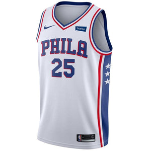 25 - Men's Nike Ben Simmons White Philadelphia 76ers Swingman Sponsor Patch Jersey - Association Edition - White