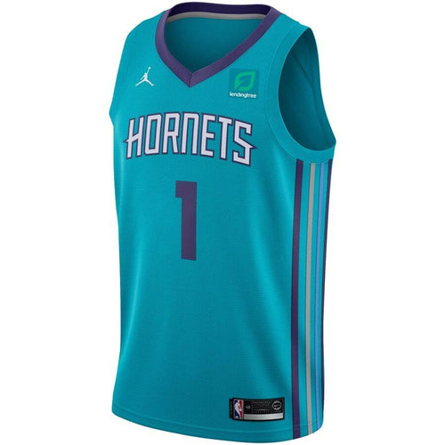 1 - Men's Jordan Brand Malik Monk Teal Charlotte Hornets Swingman Sponsor Patch Jersey – Icon Edition - Aqua