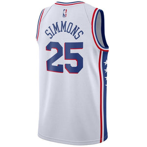 25 - Men's Nike Ben Simmons White Philadelphia 76ers Swingman Sponsor Patch Jersey - Association Edition - White